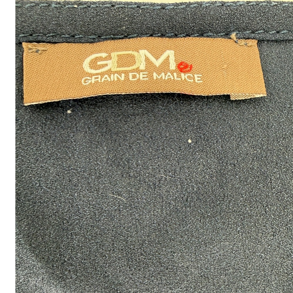 Grain de Malice GDM Navy Y2K Lace Beaded Sleeveless Top Gold Embroidery Sz 36 - Picture 4 of 7